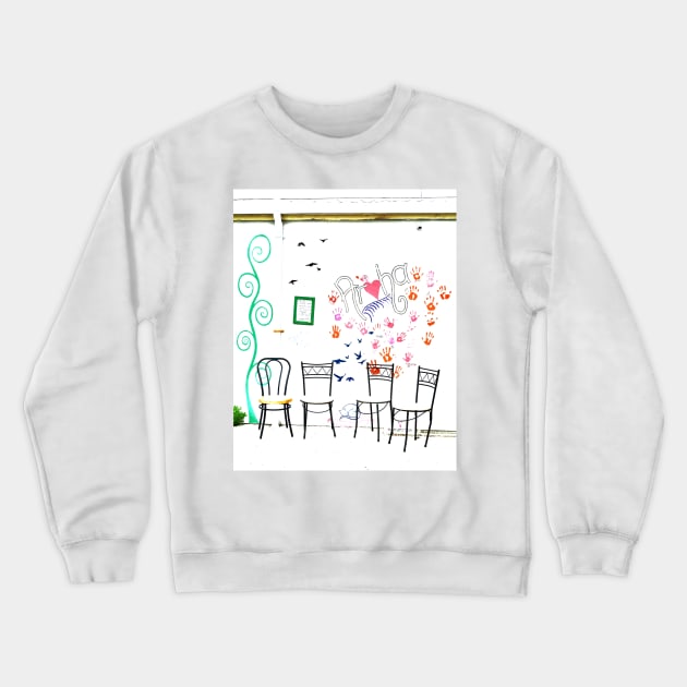 Touched by the White Crewneck Sweatshirt by PictureNZ